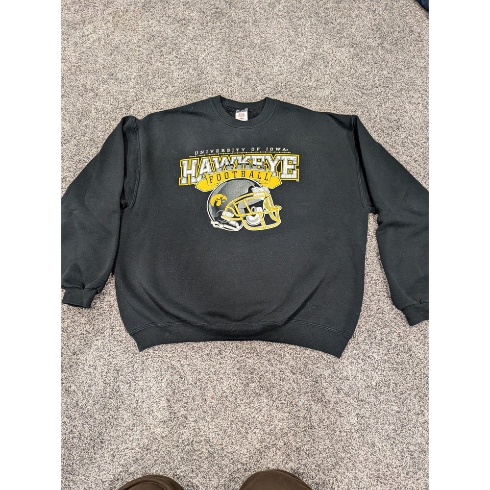 Iowa Hawkeyes Sweatshirt Mens XL Black Crewneck Pullover Vintage 90s University